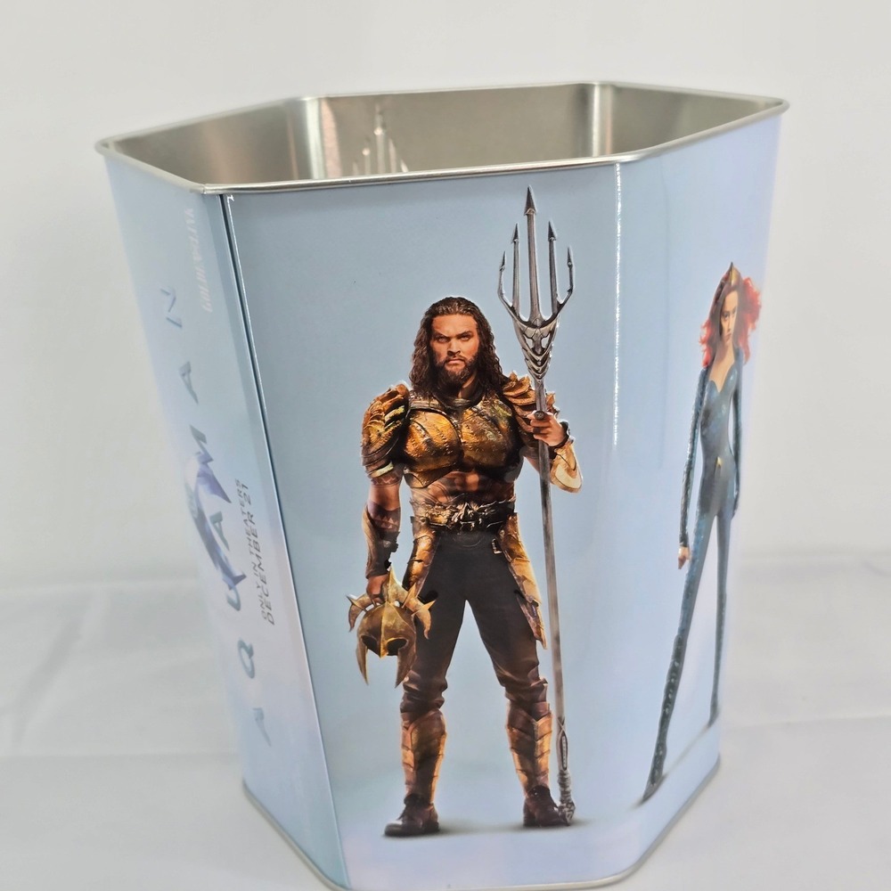 DC Comics Aquaman‎ Movie Popcorn Tin 130oz Metal Bucket Golden Link 2018 Promo - Picture 5 of 10